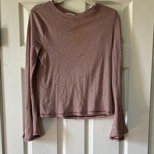 Striped Long Sleeve Top Bell Sleeve